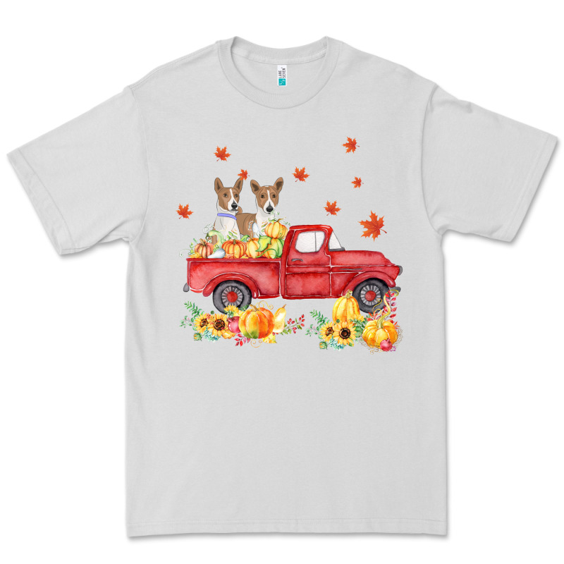 Basenji Pumpkin Truck Fall Leaf Thanksgiving Halloween Premium Tee by linhVisuals | Teevron