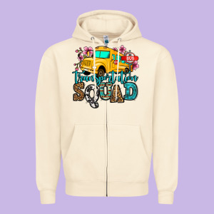 Transportation Squad School Bus Zipper Hoodie Designed By Jasminsmagicworld