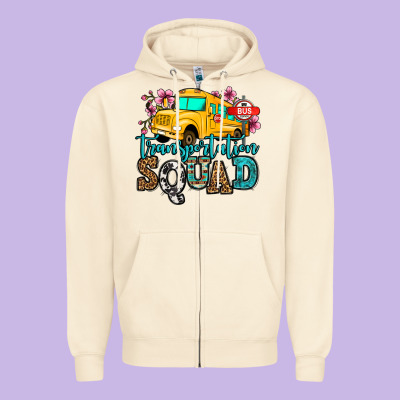Transportation Squad School Bus Zipper Hoodie Designed By Jasminsmagicworld