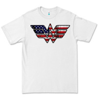 White Wonder woman american flag Premium Tee - linhVisuals