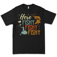 Black here fishy fishy fishy fishing lovers gifts Premium Tee - linhVisuals