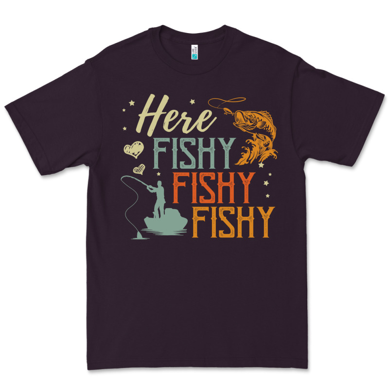 Here Fishy Fishy Fishy Fishing Lovers Gifts Premium Tee by linhVisuals | Teevron