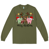 Army Green merry christmas tooth Long Sleeve Tee - CowhideDigitalArt