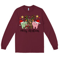 Burgundy merry christmas tooth Long Sleeve Tee - CowhideDigitalArt