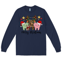 Navy merry christmas tooth Long Sleeve Tee - CowhideDigitalArt