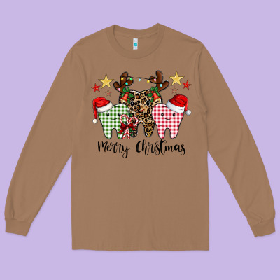 Merry Christmas Tooth Long Sleeve Tee Designed By Cowhidedigitalart