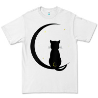 White womens double moon cat Premium Tee - linhVisuals