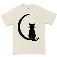 Womens Double Moon Cat Premium Tee | Teevron