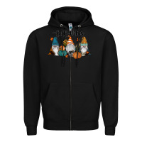 Black Fall Vibes Gnomes Zipper Hoodie - RanaPortraitStore