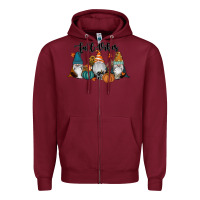 Burgundy Fall Vibes Gnomes Zipper Hoodie - RanaPortraitStore