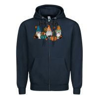 Navy Fall Vibes Gnomes Zipper Hoodie - RanaPortraitStore