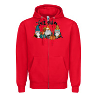 Red Fall Vibes Gnomes Zipper Hoodie - RanaPortraitStore