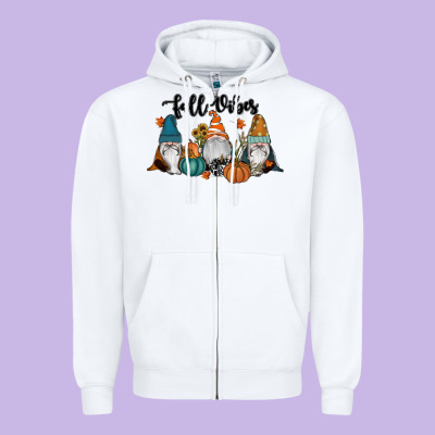 Fall Vibes Gnomes Zipper Hoodie Designed By Ranaportraitstore