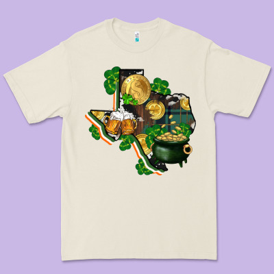 Texas Map St Patricks Day Premium Tee Designed By Fadigitalartstudio