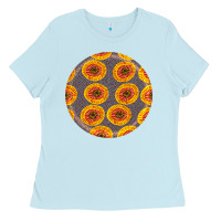 Baby Blue african fabric pattern round earrings 4 Ladies Tee - BundleAndBundleShop