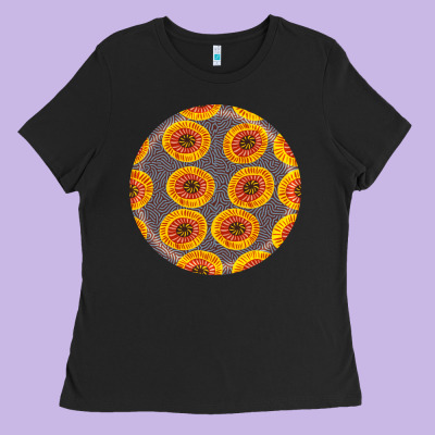 African Fabric Pattern Round Earrings 4 Ladies Tee Designed By Bundleandbundleshop