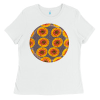 White african fabric pattern round earrings 4 Ladies Tee - BundleAndBundleShop