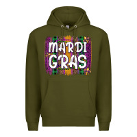 Army Green mardi gras fleur de lis brush stroke Premium Hoodie - Artiststas