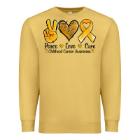 Antique Gold peace love cure childhood cancer Premium Sweatshirt - Jasminsmagicworld