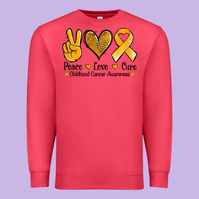 Peace Love Cure Childhood Cancer Premium Sweatshirt Designed By Jasminsmagicworld