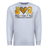 Heather Grey peace love cure childhood cancer Premium Sweatshirt - Jasminsmagicworld