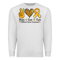 Oatmeal Heather peace love cure childhood cancer Premium Sweatshirt - Jasminsmagicworld