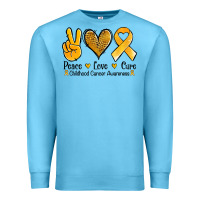 Ocean Blue peace love cure childhood cancer Premium Sweatshirt - Jasminsmagicworld