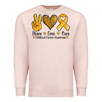Pale Pink peace love cure childhood cancer Premium Sweatshirt - Jasminsmagicworld