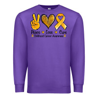 Purple peace love cure childhood cancer Premium Sweatshirt - Jasminsmagicworld
