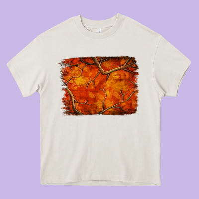 Orange Hunter Camouflage Pattern Brushstroke Heavy Core Tee Designed By Jasminsmagicworld