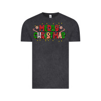 Vintage Black festive merry christmas greeting Vintage Tee - CowhideDigitalArt
