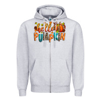 Heather Grey Hello pumpkin Zipper Hoodie - RanaPortraitStore