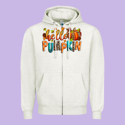 Hello Pumpkin Zipper Hoodie Designed By Ranaportraitstore
