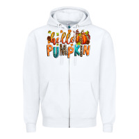 White Hello pumpkin Zipper Hoodie - RanaPortraitStore