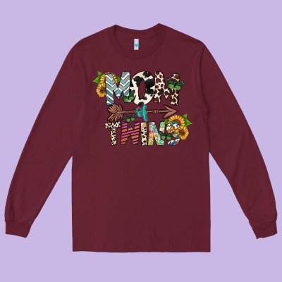 Mom Of Twins Long Sleeve Tee Designed By Cowhidedigitalart