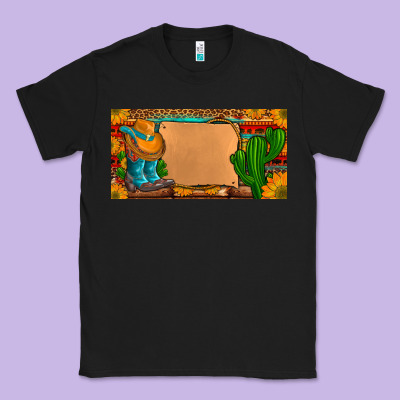 Custom Cowboy Boots Aztec Sunflowers Leopard License Plate Classic Tee Designed By Artiststas