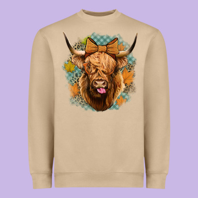 Fall Highland Cow Heavyweight Sweatshirt Designed By Jasminsmagicworld