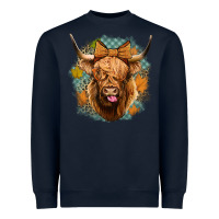 Navy fall highland cow Heavyweight Sweatshirt - Jasminsmagicworld