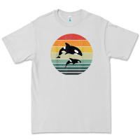 Dove Grey orca family vintage retro art, killer whale family Premium Tee - linhVisuals