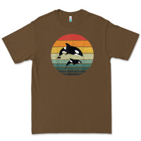Cacao orca family vintage retro art, killer whale family Premium Tee - linhVisuals