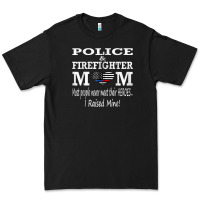Black police & firefighter mom, i raised mine fireman mothers day Premium Tee - linhVisuals