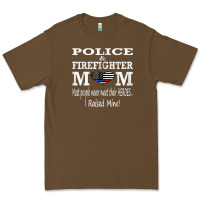 Cacao police & firefighter mom, i raised mine fireman mothers day Premium Tee - linhVisuals