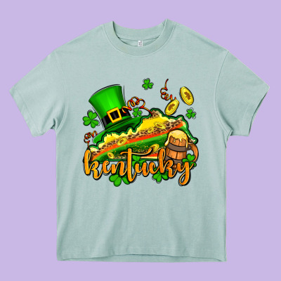 St. Patrick's Kentucky Map Heavy Core Tee Designed By Oliviacreatesart