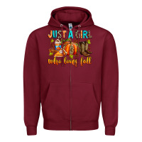 Burgundy Just a girl who loves Fall Zipper Hoodie - RanaPortraitStore