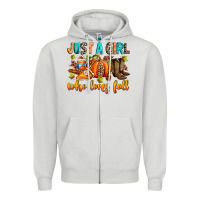 Dove Grey Just a girl who loves Fall Zipper Hoodie - RanaPortraitStore