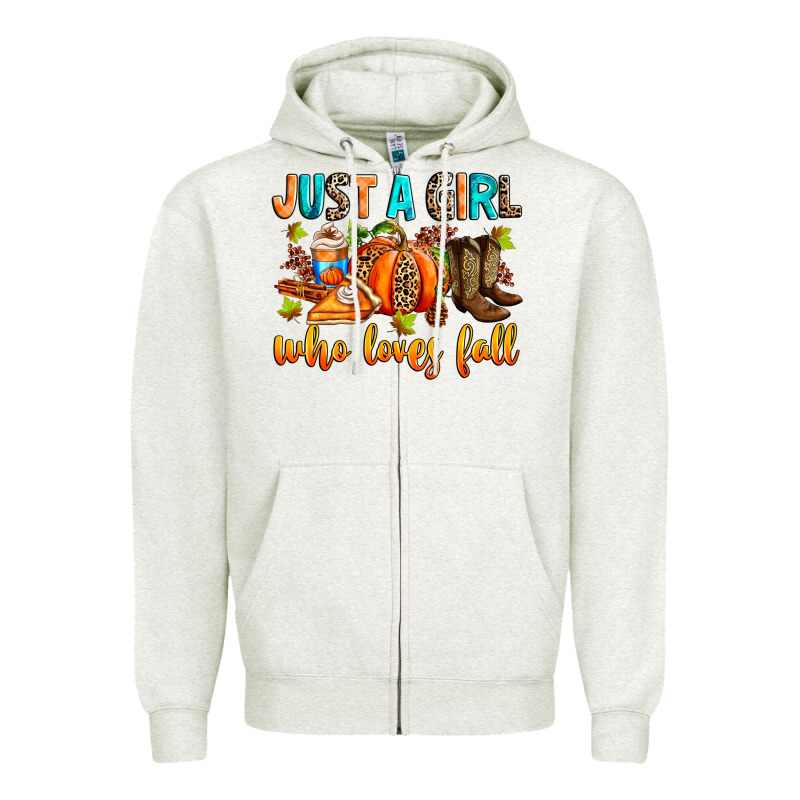 Just A Girl Who Loves Fall Zipper Hoodie by RanaPortraitStore | Teevron