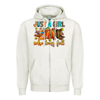 Oatmeal Heather Just a girl who loves Fall Zipper Hoodie - RanaPortraitStore