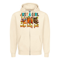 Sandshell Just a girl who loves Fall Zipper Hoodie - RanaPortraitStore