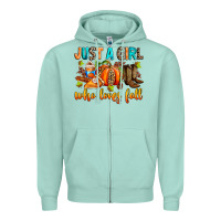 Seafoam Just a girl who loves Fall Zipper Hoodie - RanaPortraitStore