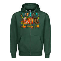 Sports Green Just a girl who loves Fall Zipper Hoodie - RanaPortraitStore